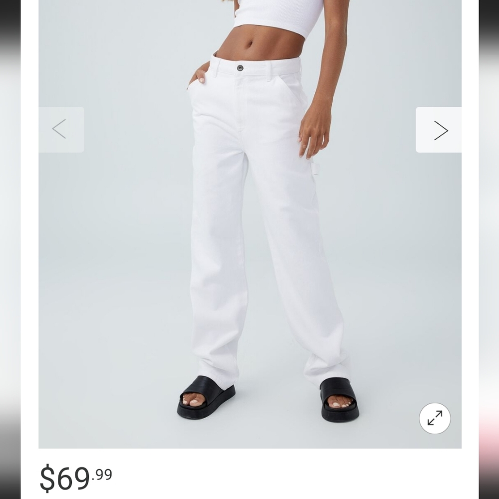 NWT Cotton On White Carpenter Jeans Recycled   Cotton 8